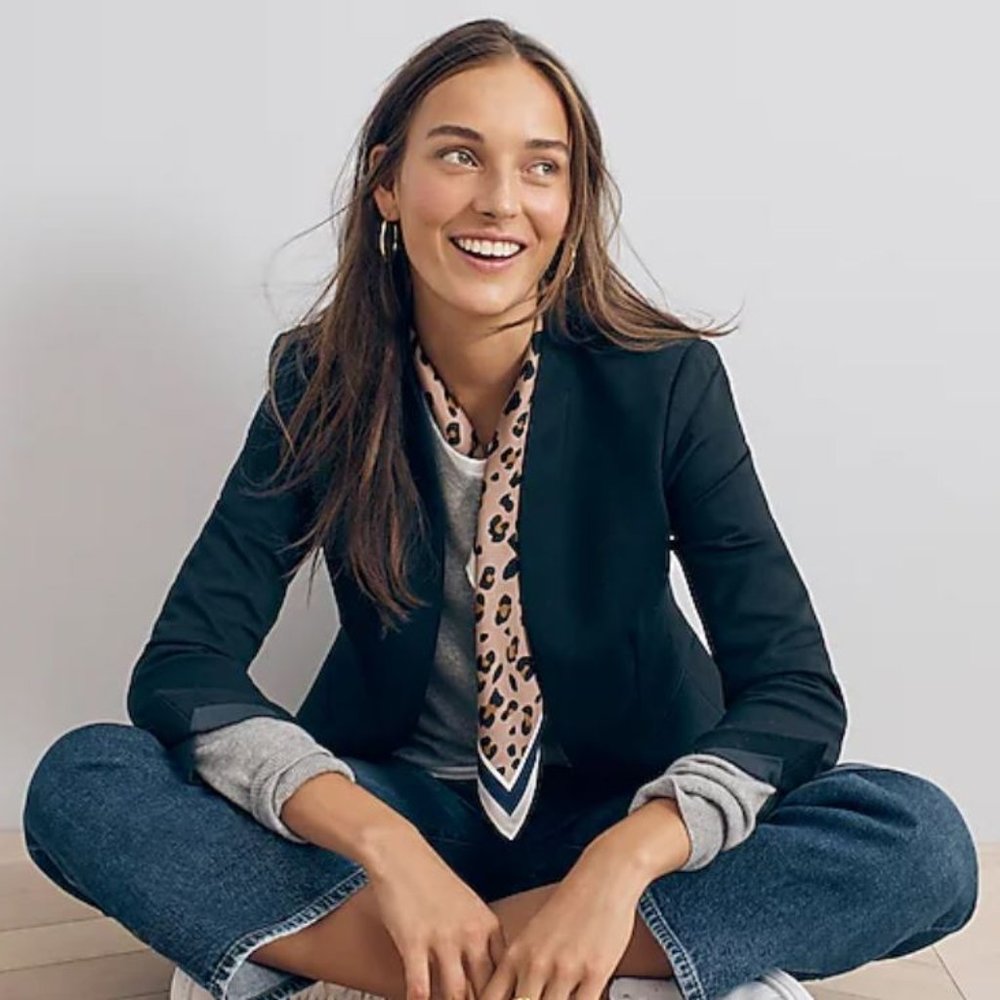 J Crew Going-Out Blazer in Black Stretch Twill